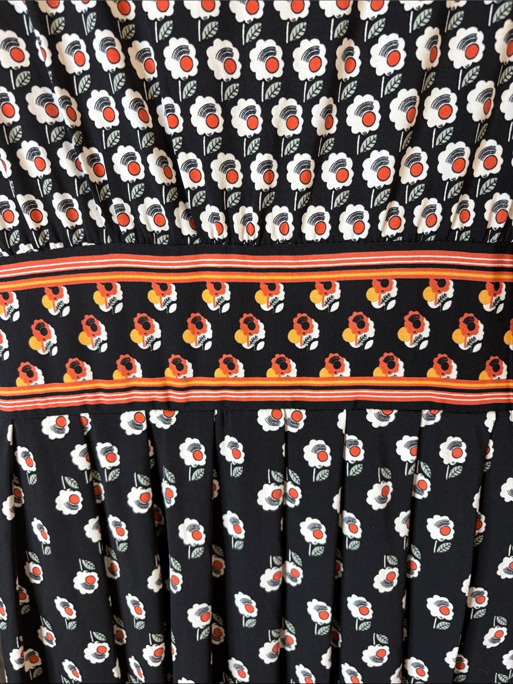 Max Studio Black Midi Dress with Orange and White Floral Print - Picture 4 of 4